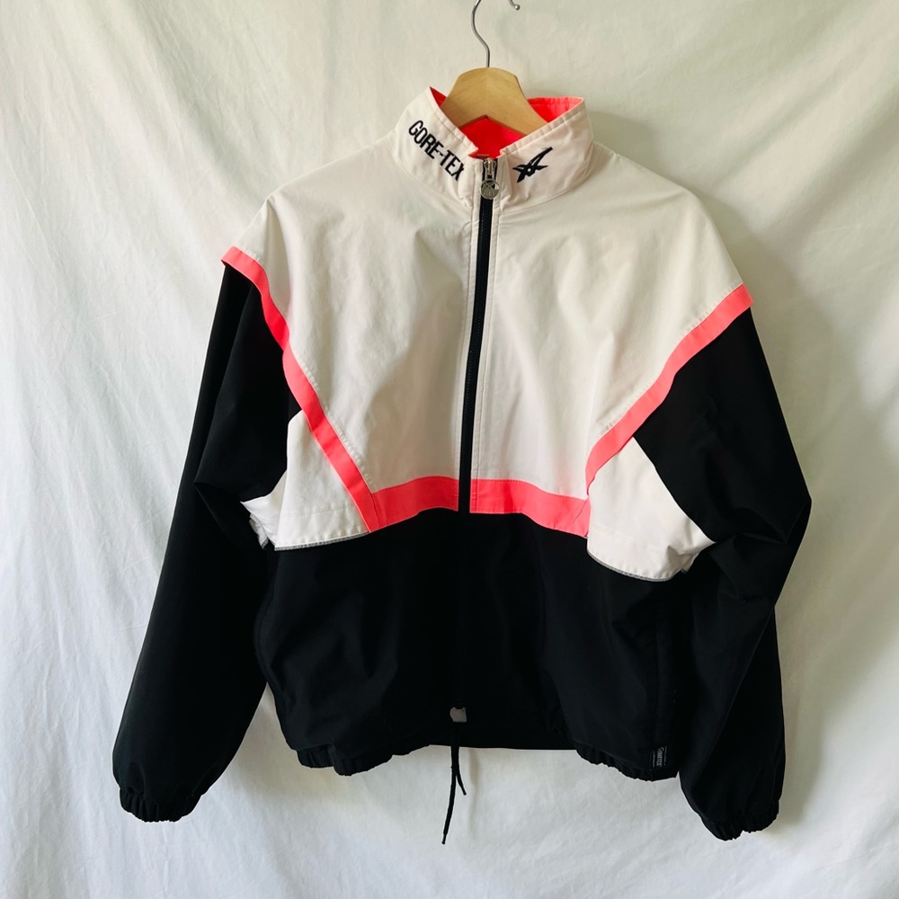 Vintage 90s ASICS Neon Pink and White Windbreaker